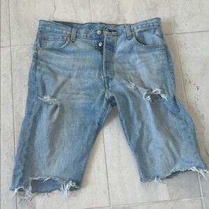 Levi's Light Blue Distressed Jean Shorts